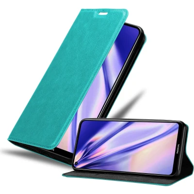 Afbeelding van Cadorabo Hoesje geschikt voor Nokia 5.4 in BENZINE TURKOOIS Beschermhoes met magnetische sluiting, standfunctie en kaartvakje Book Case Cover Etui