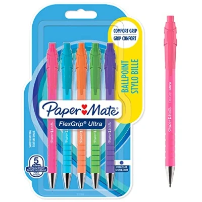 Afbeelding van Balpen Paper Mate Flexgrip drukknop Bright fun schrijfkleur blauw
