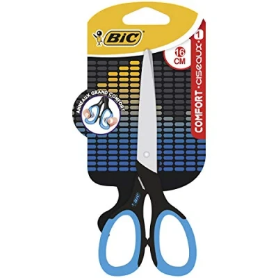 Afbeelding van BIC Comfort Kinderschaar, 16 cm, zwart/blauw of zwart/rood (zonder keuze mogelijk), 1 blisterverpakking