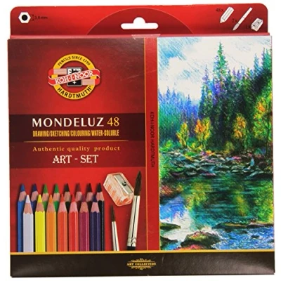 Afbeelding van AquarelpotlodMondeluz Artset 3713, 48 kleuren, 2 penselen + puntenslijper