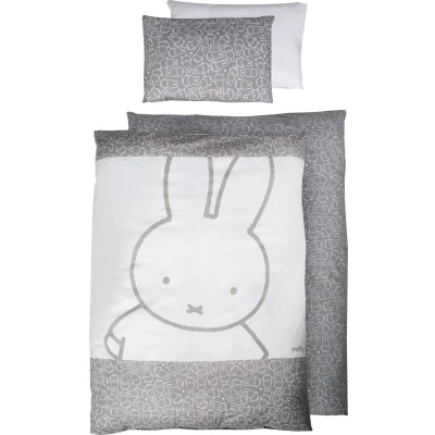 Afbeelding van roba Omkeerbaar Nijntje Beddengoedset 2 Stuks 100% Katoenen Beddengoed voor Kinderen 100 x 135cm (Grijs)