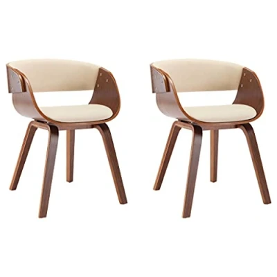Image de vidaXL Chaises à manger lot de 2 crème bois courbé et similicuir283104