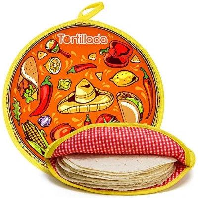 Afbeelding van Tortillada Tortilla verwarmer 30 cm/magnetronverwarmer van katoen/polyester (oranje)