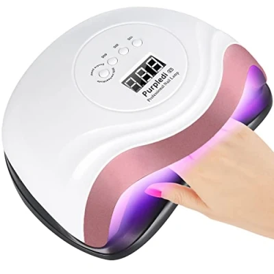 Afbeelding van Purpledi UV lamp, led, gelnagels, 168 W, draagbaar, professioneel, 10 s/30 s/60 s/99 s, lcd display, sensor, afneembare basis voor alle gels, automatische machine nagellak