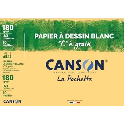 Image de Pochette de 10 feuilles papier dessin A3 Canson &quot;C&quot; à grain®