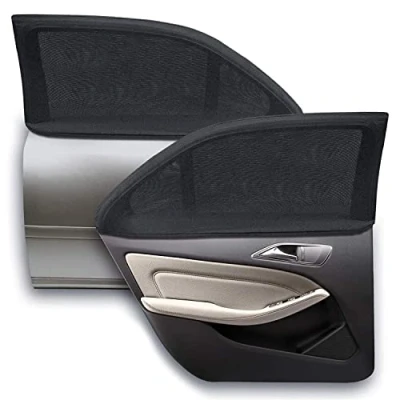 Afbeelding van WIN.MAX Zonwering voor in de auto, met gecertificeerde uv bescherming, universele zonneklep, zijruiten, meshmateriaal, beschermt passagiers, kinderen en huisdieren, 2 stuks (XL)