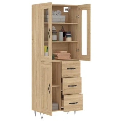 Afbeelding van vidaXL Hoge kast 69,5x34x180 cm bewerkt hout sonoma eikenkleurig