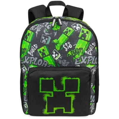 Afbeelding van Minecraft Creeper Kinderrugzak, zakken met ritssluiting, verstelbare bandjes, school, rugzak, jongens, reizen, sport, cadeau voor zwart.