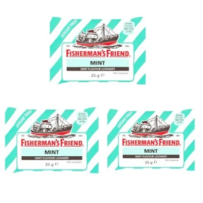 Afbeelding van Suikervrije muntsnoepjes Fisherman&#039;s Friend munt 3 stuks x 25 g Totaal gewicht 75 gram