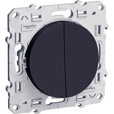 Afbeelding van Schneider Electric S540216 Odace dubbele drukknop, 10 AX, antraciet Odace, antraciet, schroefverbinding, snelle verbinding