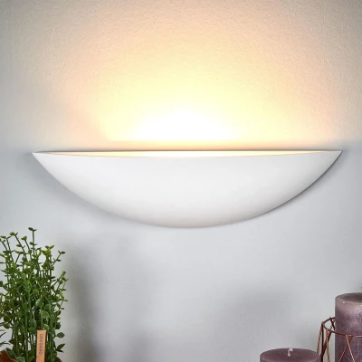 Afbeelding van Lindby Wandlamp 1licht gips, metaal H: 10 cm E27 wit