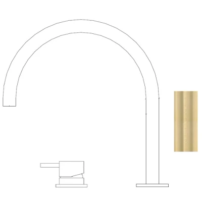 Afbeelding van Waterevolution Flow 2 gats wastafelkraan geborsteld licht goud T1121UWGE