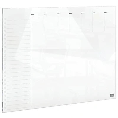 Afbeelding van Nobo Mini bord, weekplanner, magnetisch, van glas, zonder lijst, gemakkelijk te wissen, 430 x 560 mm, 1 uitwisbare viltstift, wit, 1915602