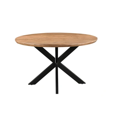 Afbeelding van Livingfurn Eetkamertafel Jesper Round 130cm Mangohout / Gecoat Staal