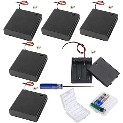 Afbeelding van GTIWUNG 6 stuks 4 AA V batterijhouder kunststof batterij opbergdoos met aan/uit schakelaar (4 solts), 2 batterijdozen van kunststof, batterijdoos voor en AAA