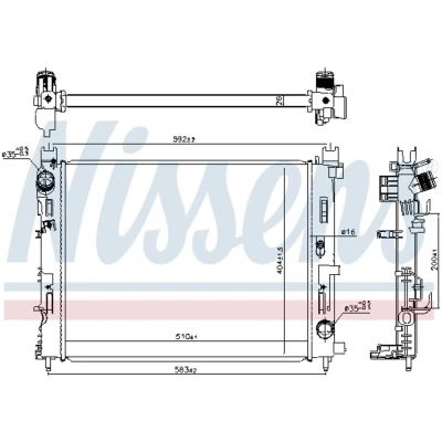 Afbeelding van NISSENS 606845 Radiateur Aluminium 510 404 26 Koelribben gesoldeerd DACIA: SANDERO 2, Dokker Estate, Lodgy
