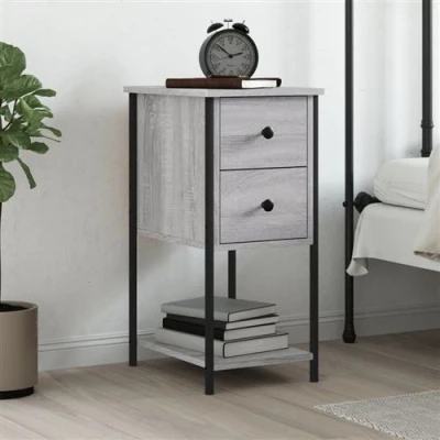 Afbeelding van vidaXL Nachtkastje 32x42x70 cm bewerkt hout grijs sonoma eikenkleurig