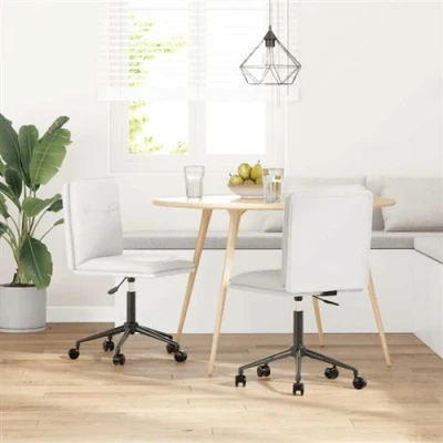Image de vidaXL Chaises à manger lot de 2 blanc similicuir3315425