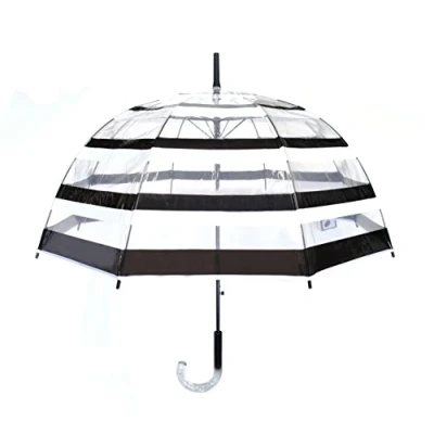 Afbeelding van Smati Rayures Paraplu Transparant Stormbestendig Zwart Wit Ø85cm