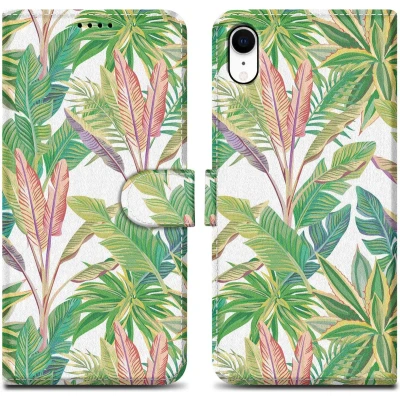 Afbeelding van Cadorabo Hoesje geschikt voor Apple iPhone XR Design Groen Regenwoud No. 8 Beschermhoes Case Cover met magnetische sluiting, standaardfunctie en kaartvakje