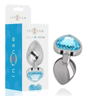 Afbeelding van Intense Anal Toys Metal Aluminum Plug Heart Blue Size M Buttplug Sex voor Vrouwen Mannen