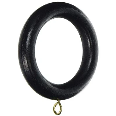 Afbeelding van Bulk Hardware bh05963 Gordijnroederingen van hout met schroefoog, binnendiameter 48 mm (1,15/40,6 cm) Buitendiameter. 70 (2,3/10,2 cm), zwart, 10 stuks