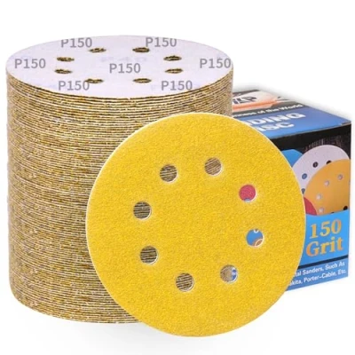 Afbeelding van 100 stuks schuurschijven 125 mm klittenband korrel 150 voor excentrische schuurmachines 8 gaten hout, metaal, ontroesten en schilderen