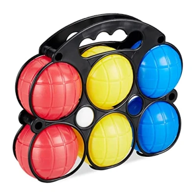 Afbeelding van Relaxdays jeu de boules set 6 ballen kunststof petanque spel voor kinderen gekleurd