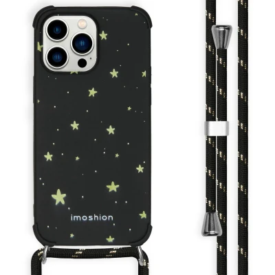 Afbeelding van iMoshion Hoesje Geschikt voor iPhone 14 Pro Max met Koord Design Goud / Stars Gold