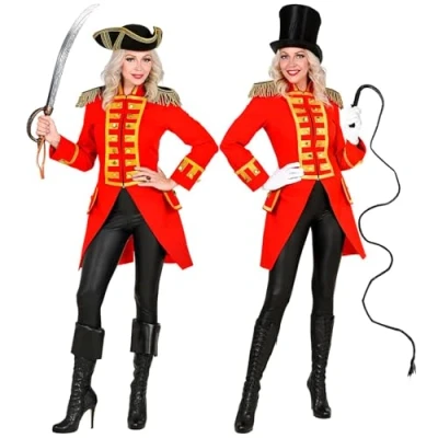 Afbeelding van Widmann Circus Kostuum Statige Franse Parade Jas Rood Vrouw XXL Carnavalskleding Verkleedkleding