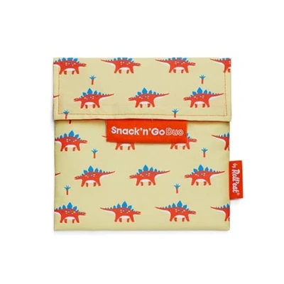 Afbeelding van Roll&#039;eat ® Herbruikbare boterhamhouder, milieuvriendelijke BPA vrije tas, dinosaurus sandwichhouder Snack&#039;n&#039;Go Duo Animals