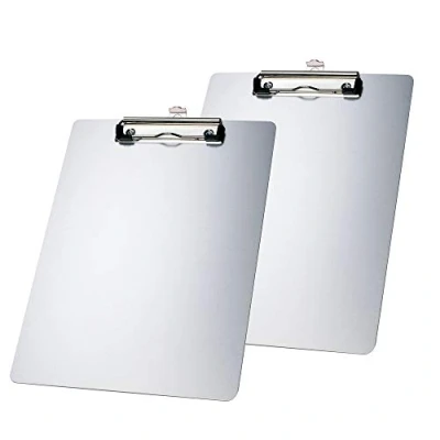 Afbeelding van TUKA 2 x A4 klembord van aluminium, met klem, hoge sterkte, planken hoogwaardig ideaal voor dagelijks werk, clip stuks in zilverkleur TKD8025 zilver