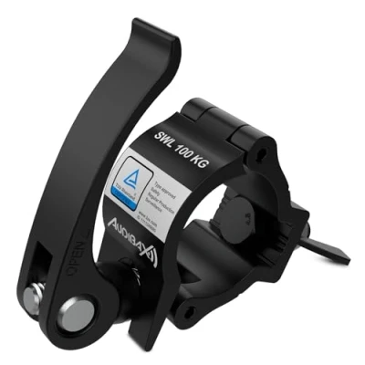 Afbeelding van Audibax ACP 4851100BK bevestigingsklem met een diameter van 48 tot 51 mm bevestigingshaak maximale belasting 100 kg tang voor podiumverlichting bevestiging beweegbare