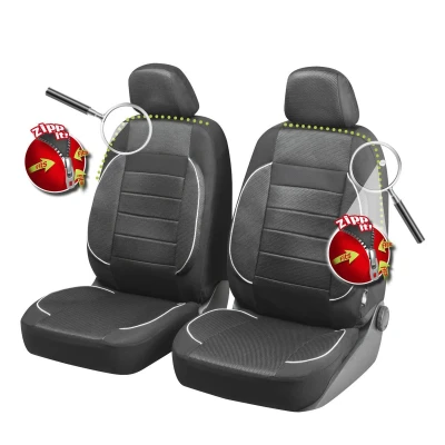 Afbeelding van Auto stoelbeschermer Rover met Zipper ZIPP IT Premium Autostoelhoes, 2 voor voorstoel zwart