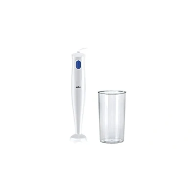 Afbeelding van Braun Staafmixer MQ10.001PWH + maatbeker 600 ml, 5 jaar service, licht, EasyTwist systeem voor het eenvoudig wisselen van accessoires, spatvrije Splash Control technologie