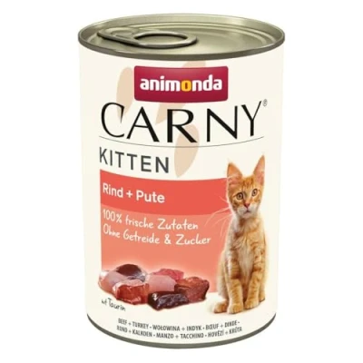 Afbeelding van 12 x 400 g Rund &amp; Kalkoen Kitten animonda Carny kattenvoer