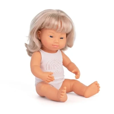 Afbeelding van Miniland Blonde Downsyndroom 38 Cm Pop Beige