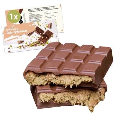 Image de Dubaï Chocolate Chocolat au lait avec pistache et Kanufa/Kadayif selon la recette arabe originale, 100 g