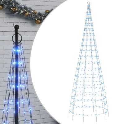 Afbeelding van Lichtkegel Aan Vlaggenmast 550 Blauwe Led&#039;s 300 Cm