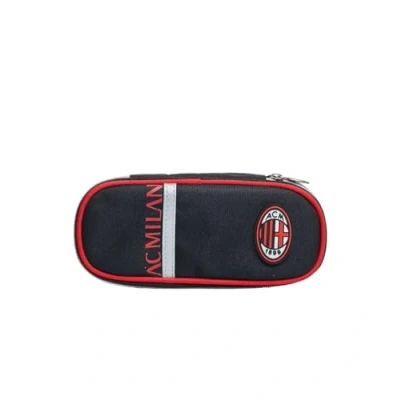 Image de Seven MILAN porte stylo école AC football, rouge et Noir, compartiment mono avec organisateur intérieur élastiques stylo, enfant, Taglia Unica, Moderne