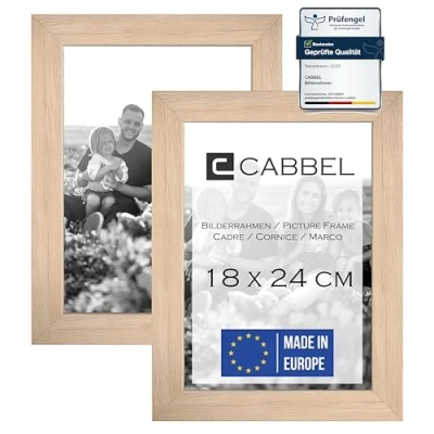 Afbeelding van CABBEL Fotolijst 18 x 24 cm, 2 stuks, stevig mdf hout, onbreekbaar plexiglas, om op te hangen of neer zetten, ideaal voor foto&#039;s/afbeeldingen/collages, natuur