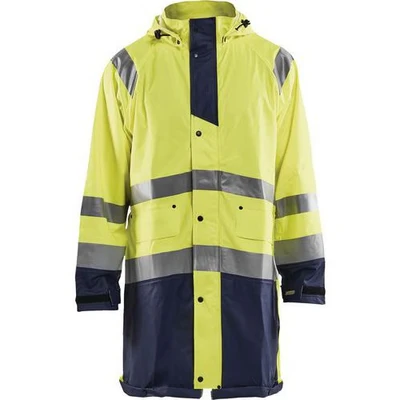Image de Veste de pluie haute visibilité niveau 1 jaune fluorescent/marine