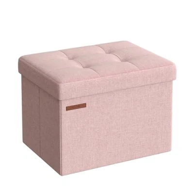 Afbeelding van SONGMICS Bank opbergkist, opvouwbaar, 41 cm, voetensteun, pastelroze LSF102R01