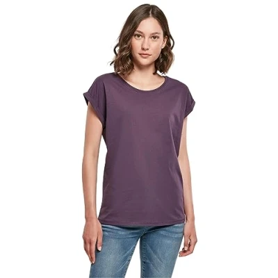 Afbeelding van Damesshirt met ronde hals en omgeslagen mouw Purple Night S