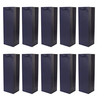 Afbeelding van DonDon 10 geschenkzakjes voor flessen, donkerblauw, wijn en champagne, 36 x 12 cm