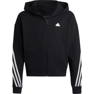 Afbeelding van adidas Sportswear Stripes FULL ZIP Hoodie Sweater met rits Black white voor kinderen, Maat: 128,