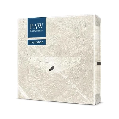 Afbeelding van PAW Papieren handdoek, 3 laags (33 x 33 cm), 20 stuks, ideaal voor verjaardagen, naamfeesten, tuinfeesten, familiefeesten, crème (klassieke inspiratie)