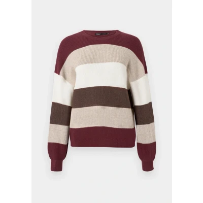 Afbeelding van ONLY Onlatia Stripe Trui, Dames, Maat: Medium, Whitecap gray/silver mink/chicory coffee