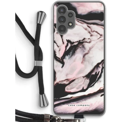 Afbeelding van Case Company® hoesje met Koord geschikt voor Samsung Galaxy A13 4G Roze stroom Telefoonhoesje Zwart Bescherming aan alle Kanten en Over de Schermrand
