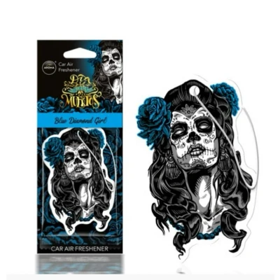 Afbeelding van AROMA Dia de los Muertos Auto Luchtverfrisser Stoere Schedel Blue Diamond Girl